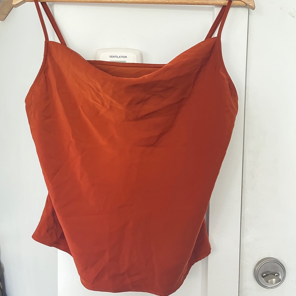 #62 Orange cowl neck Cami Slip Top